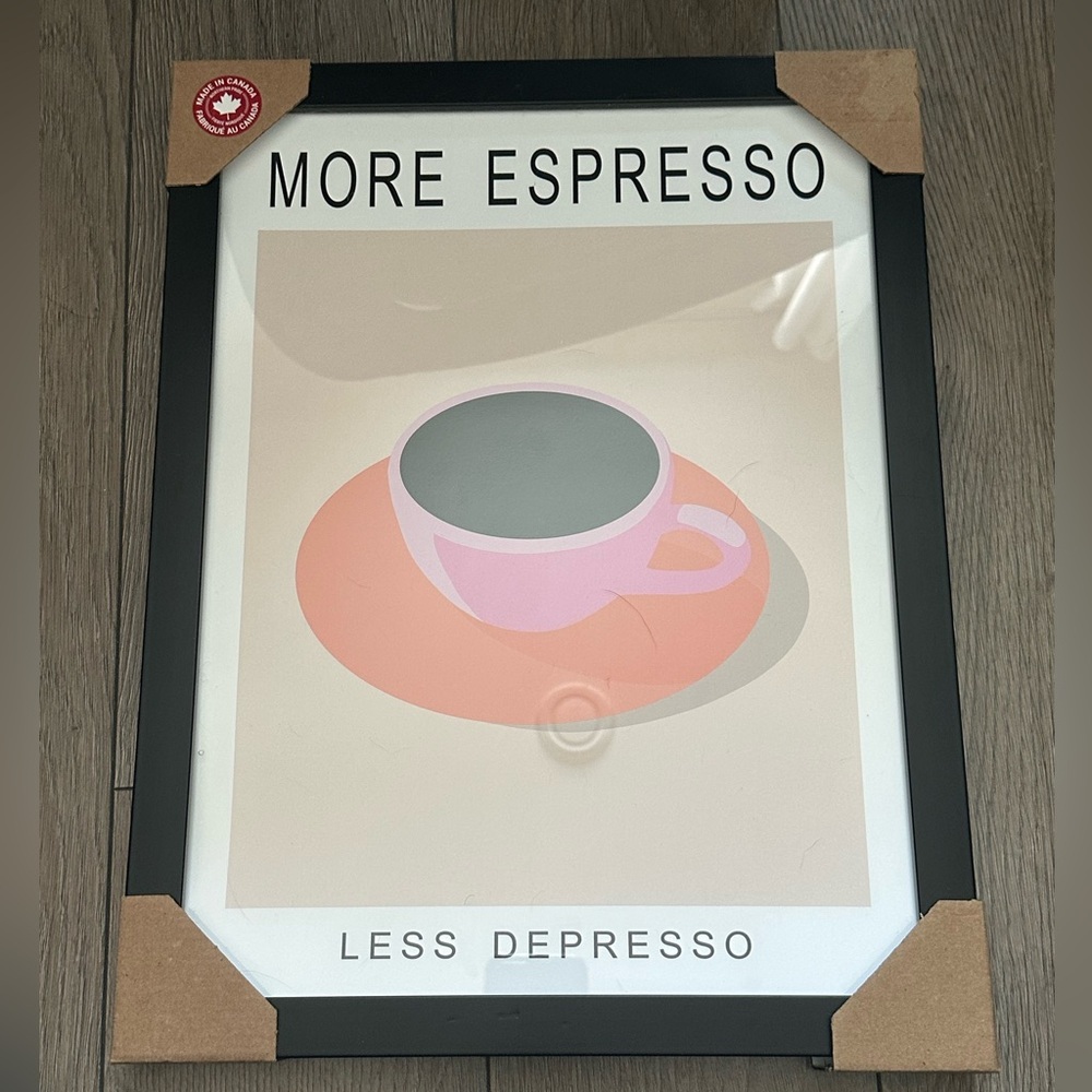 Modern Espresso Wall Art with Black Frame
